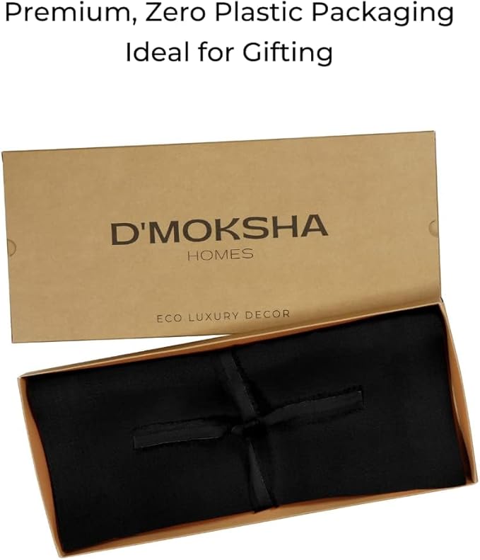 D'Moksha Homes Linen Black Table Runner 108 Inches Long - 100% Pure Linen Dining Table Runner 14 x 108 Inch for Spring, Easter - Machine Washable