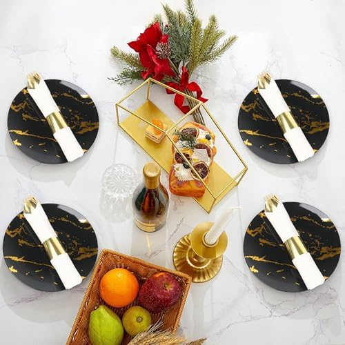 50 Pack Pre Rolled Gold Plastic Silverware Set with Napkins - Image 5