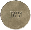 Ox & Pine Personalized Leather Coaster - Sold Individually or in Sets of 4 - Customize Inscription - 100% Full-Grain Leather – 4" Round or 4" Square (Round, Stone Natural, 1 Individual Coaster)