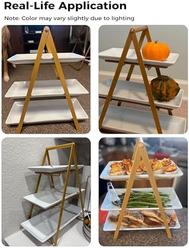 YHOSSEUN 3 Tier Serving Tray, 10+12+14 Inch Serving Platters and Tray, Gold - Image 6