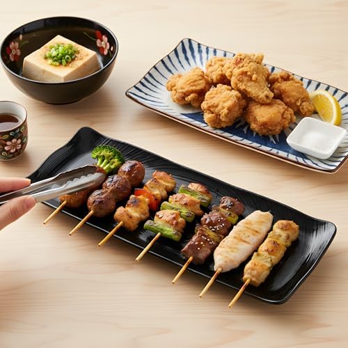TP 16" Melamine Serving Platters Set of 3, Black Rectangular Trays - Image 7