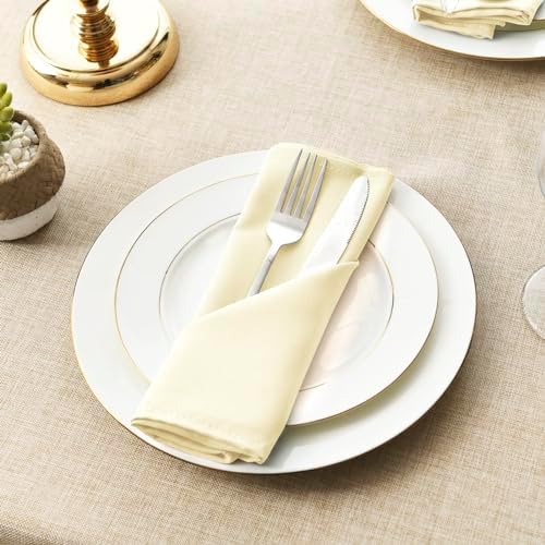 Hiasan Cloth Napkins Set of 6, 20 x 20 Inch, Champagne - Image 3
