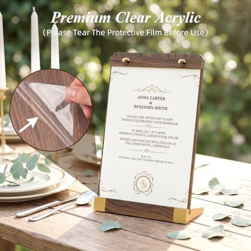 PPH-Sisy 4 Pack Acrylic Sign Holders 4x6 with Wood Base, Tabletop Display Sign Stand for Menu Flyer Poster, Clear Acrylic Paper Frame for Restaurant Coffee Shop Hotel Office Exhibition - Image 4