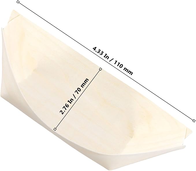 400 PCS Wood Boat Plates, 4 Inch Disposable Wood Sushi Boats Serving Tray, Wooden Food Boat for Appetizer Sushi Dessert Buffet Snacks