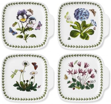 Portmeirion Botanic Garden Canape Plates - Assorted Floral Motif, Set of 4 by Portmeirion