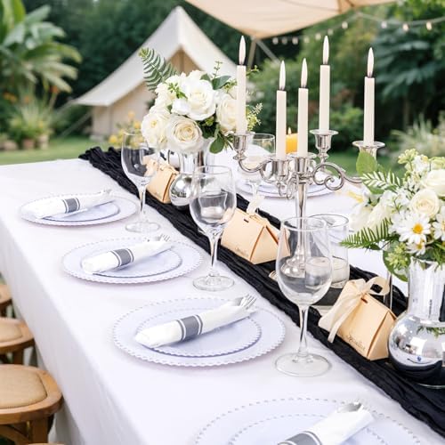 Supernal 100 Pack Pre Rolled Silver Plastic Silverware with Napkins - Image 6