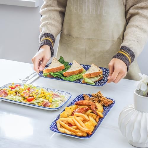 Selamica Ceramic 12 Inch Serving Platters Set of 6, Vintage Blue - Image 6