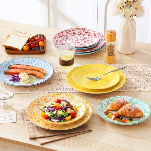 vancasso 10.25" Pastel Dinner Plates Set of 6, Vintage Ceramic - Image 4