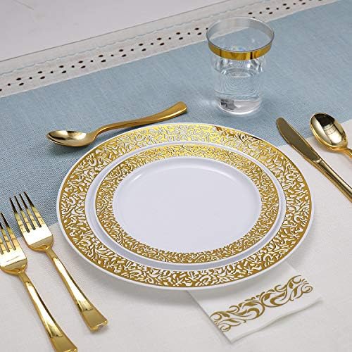 FOCUSLINE 350 Pieces Gold Dinnerware Set for 50 Guests - Image 5