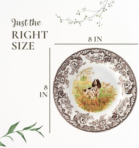 Spode Woodland Hunting Dogs English Springer Spaniel Salad Plate - 8 Inch Fine Earthenware, Dishwasher, Microwave & Warm Oven Safe to 225°F - Made in England Rustic Wildlife Tableware - Image 7