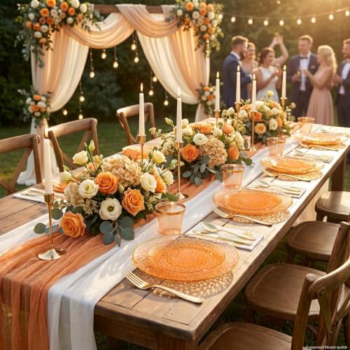 DaYammi 350PCS Clear Orange Plastic Dinnerware Set for 50 Guests - Image 6