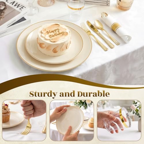 Ivory Gold Dinnerware Set Disposable Plates for 350PCS 50 Guests - Image 6