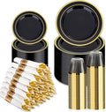BESTVIP 525 Piece Black Gold Dinnerware Set for 75 Guests by Bestvip