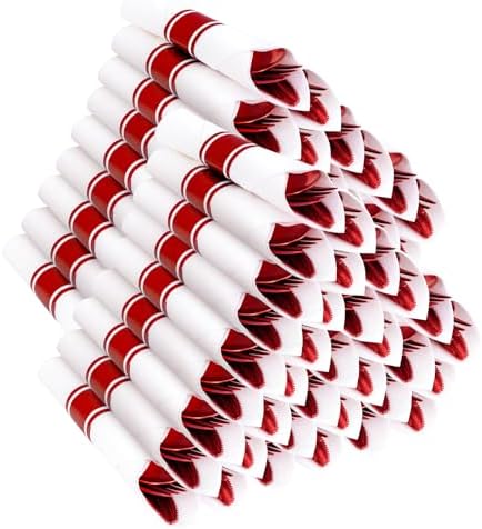 400PCS Pre Rolled Red Plastic Silverware Sets Heavy Duty for Wedding by Joyido