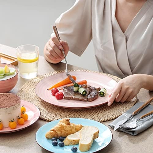 Selamica Ceramic 10 inch Dinner Plates, Large Dessert Salad Plates, Porcelain Serving Plate for Appetizer, Pancakes, Steak, Set of 6, Black Speckles, Gradient Color - Image 4