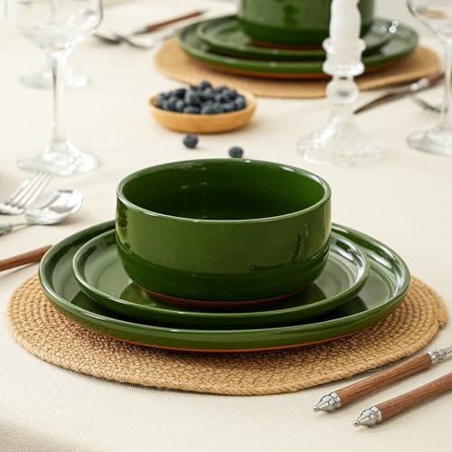 24 Piece Dinnerware Set, Dish Set for 8, Forest Glaze Green - Image 4