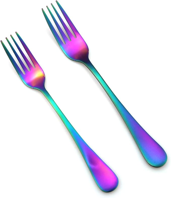 JASHII Modern Royal 20 Pcs Matte Rainbow 18/10 Stainless Steel Utensils Cutlery Dinnerware Set w/ 4 Pcs Straw, Knife Fork and Spoon Flatware Set for Wedding Festival Christmas Party Service for 4