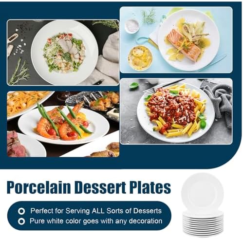 12 Pcs Porcelain Dessert/Salad Plate, 7 Inch, Small White Plates - Image 5