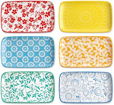 vancasso Selene Rectangular Salad Plates 8.5"x5.1"Inch, Set of 6 by vancasso