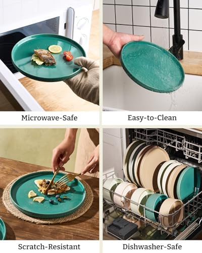 Famiware Stoneware Dinnerware Sets for 8, 24pc Rimmed Plates, Bowls, Dishes - Image 5