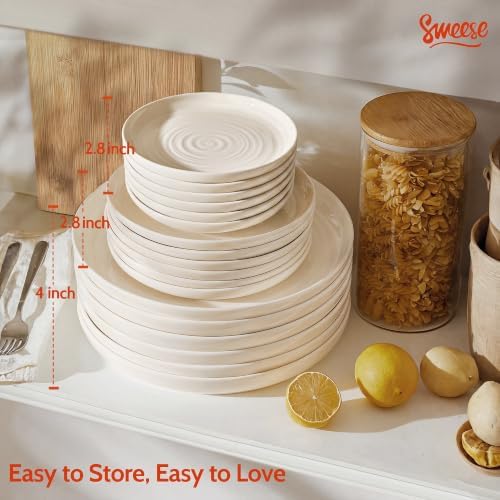 Sweese Appetizer Plate, 6 in Porcelain Small Dessert Plates Set of 6, White - Image 4