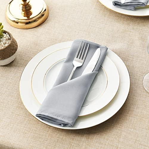 Hiasan Cloth Napkins Set of 12, 18 x 18 Inch, Silver Grey - Image 3