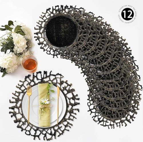 MAONAME Black Charger Plates Set of 12, Plastic Charger for Dinner Plates - Image 3