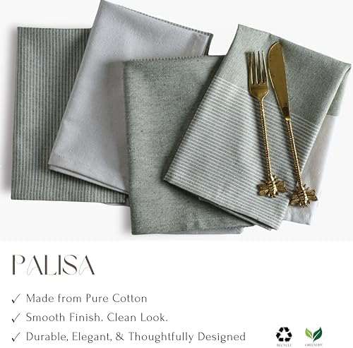 Green Cotton Cloth Napkins Set of 4, 18x18 Inch - Image 4