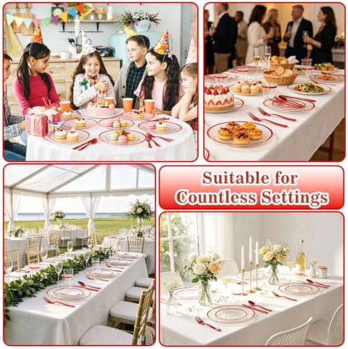 N9R 350PCS Clear Red Disposable Dinnerware Set for 50 Guests - Image 5