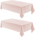 2 Pack Rectangle Tablecloth, 60x84 inch, Water Resistant Wrinkle Free Linen Textured Table Cloth Washable, Decorative Fabric Table Cover for Dining, Party and Camping, Pink