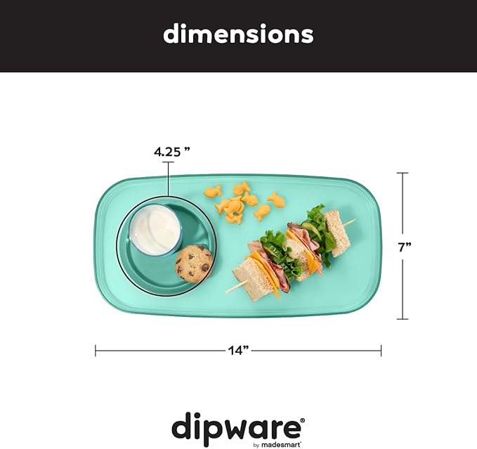 madesmart dipware Small Serving Plate, Stackable & Removable Dip Bowl for Salsa, Queso, Salad, Olives, Dishwasher & Microwave Safe, Multipurpose Plate & Bowl, Teal