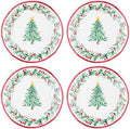 UP Christmas Tree Melamine Round Dessert Plates, Small Serving Plates, Christmas Decorations, for Appetizer, Snacks, and Side Dishes, Red and Green, 6 Inch, Set of 4 by UPware