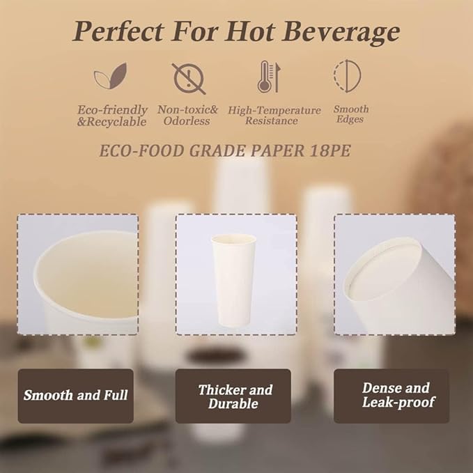 Lamosi 240 Pack Paper Cups 10 oz, 10 oz Disposable Coffee Cups, Hot/Cold Beverage Drinking Cups for Water Juice or Tea, Perfect for Office Party Home Travel