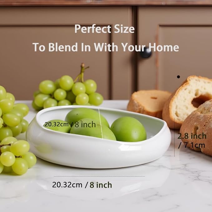 Decorative Bowl Free-Form Rim Glazed Ceramic Fruit Bowl for Kitchen Counter Ceramic Dining Room Table Centerpiecekey Bowl for Entryway Table|Dishwasher & Microwave Safe