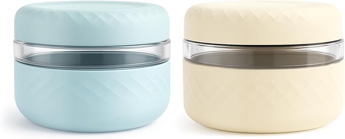 2 Pack 16 oz Glass Lunch Bowl Containers with Lids | Leak & Spill Proof, BPA-Free, Microwave & Dishwasher Safe, Airtight Meal Prep & Food Storage Jar for Lunch, Salad, Soup, Oats, Stew, Yogurt