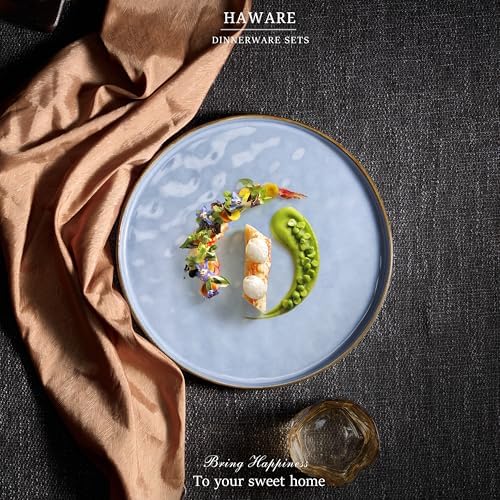 HaWare Stoneware Dinner Plates Set of 6, 10" Heavy Duty Ceramic Plate, Reactive Glaze Ripple Dinnerware for Home Restaurant, Chip and Scratch Resistant, Microwave and Dishwasher Safe, Reactive Blue - Image 7