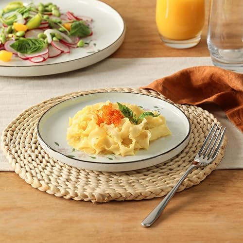 Pink Sakura Ceramic Appetizer Plates, 8-Inch Round Serving Plates for Snacks, Side Dishes (4) - Image 3