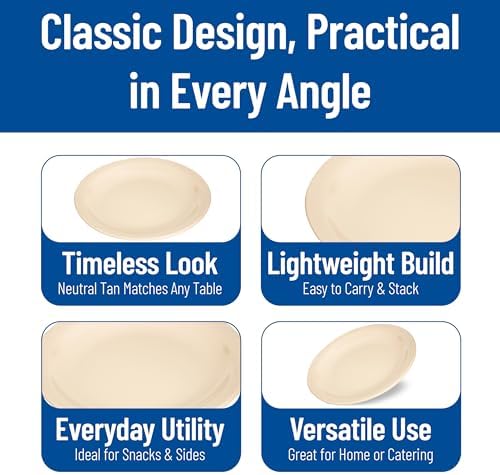 Carlisle FoodService Products Kingline Reusable Plastic Plate Appetizer Plate for Home and Restaurant, Melamine, 5.5 Inches, Tan, (Pack of 48) - Image 5