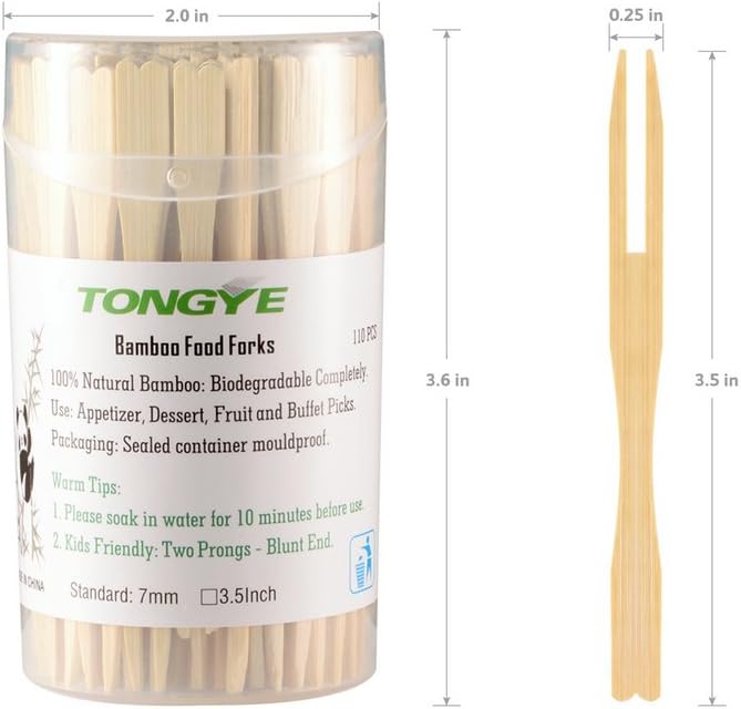 [2 Packs of 110 PCS] 3.5 inch Appetizer Forks, Mini Forks for Appetizers, Cocktail Forks Appetizer Forks, Bamboo Toothpicks for Appetizer, Wooden Forks Food Picks for Fruit, Charcuterie Accessories.