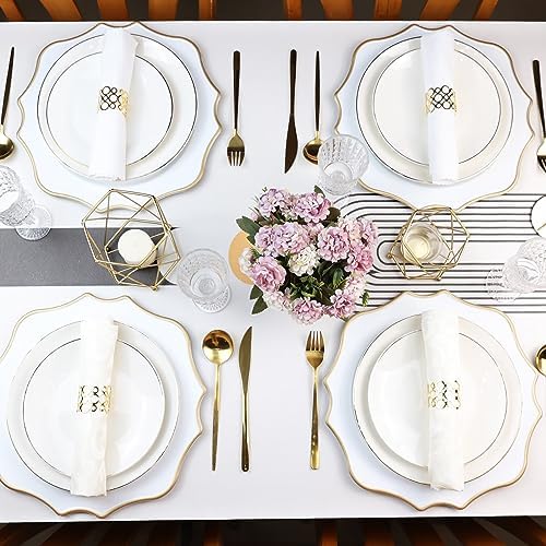 Set of 12 White Chargers for Dinner Plates, 13 Inch Scalloped Plastic Decorative Table Charge Service Plates for Wedding, Holiday, Thanksgivng, Christmas - Image 3