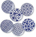 Madison Set of 6 Canape Plates - 6 Inches, Stunning Blue and White Designs - Perfect for appetizers, desserts, and small bites by CERTIFIEDINTERNATIONAL