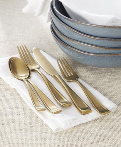 Oneida Moda Gold Satin 20-Piece 18/10 Silverware Set for 4, Flatware - Image 7