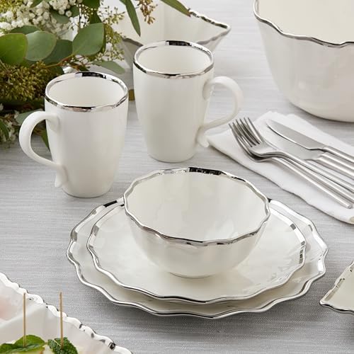 Regency Silver 9-Inch Porcelain Salad Plates – Set of 4 Elegant Silver-Trimmed Plates – Perfect for Appetizers, Salads & Desserts – Durable, Dishwasher-Safe Tableware for Everyday & Formal Dining - Image 6