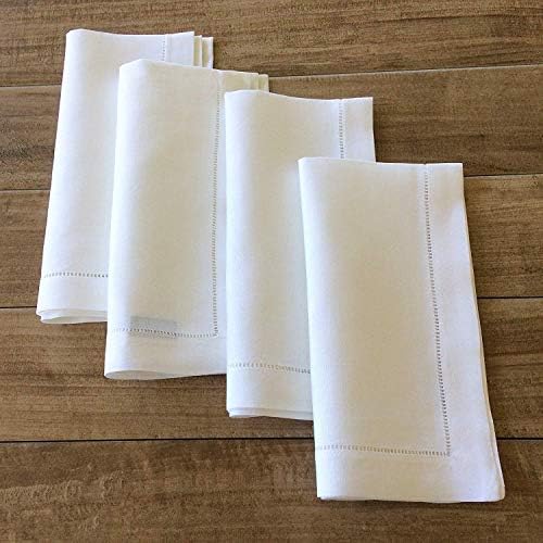 White Linen Hem Stitch Dinner Napkins - Set of 12 20"x20"-Ladder Hem Stitch 100% Linen Cloth Napkins-Super Value Bulk 12 Pack - Image 6