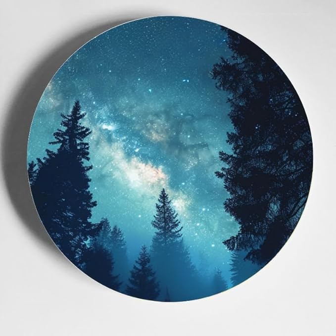 Decorative Ceramic Plates 10'' with Display Stand Night Sky Twinkling Perfect for Home and Office Wall Hanging DP-173304837