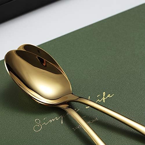 Gold Dinner Spoons, Kyraton 6 Pieces 7.5" Stainless Steel Table Spoon With Titanium Gold Plating, Soup Spoon, Dessert Spoons Sliverware Dishwasher Safe Set of 6. - Image 5