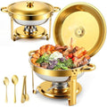 Chafing Dishes for Buffet 2Pack 4.5QT Round Stainless Steel Chafing Dish Set for Home Parties Catering Events Complete Buffet Warmer Set (Gold 2) by Unknown