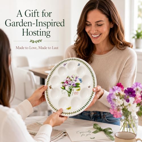Portmeirion Botanic Garden 12-inch Devilled Egg Platter, Sweet Pea Motif - Durable Porcelain Serveware with Chip-Resistant Glaze - Dishwasher, Microwave, Freezer, Oven Safe Elegant Tableware - Image 6