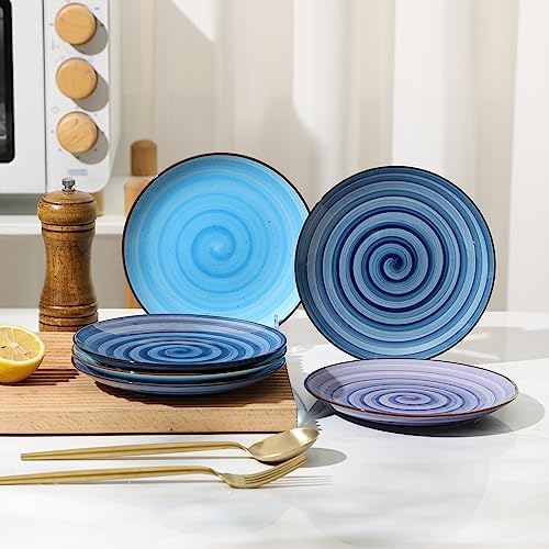 Selamica Ceramic Dessert Plates Set of 6,6 Inch Appetizer Plate for Kitchen for Cake Snacks Side Dish, Microwave Dishwasher Safe, Gradient Blue - Image 4