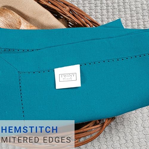 TWINY threads 4 Piece 100% Cotton Cloth Napkins, 18"x18", Turquoise Blue - Image 6